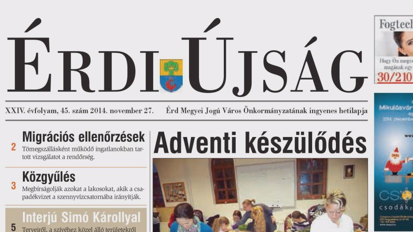 Ajánló az Érdi Újság 2014. november 27-én megjelenő számából