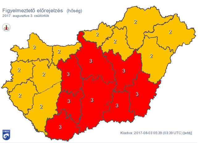 Piros figyelmeztetés a hőség miatt Pest megyében